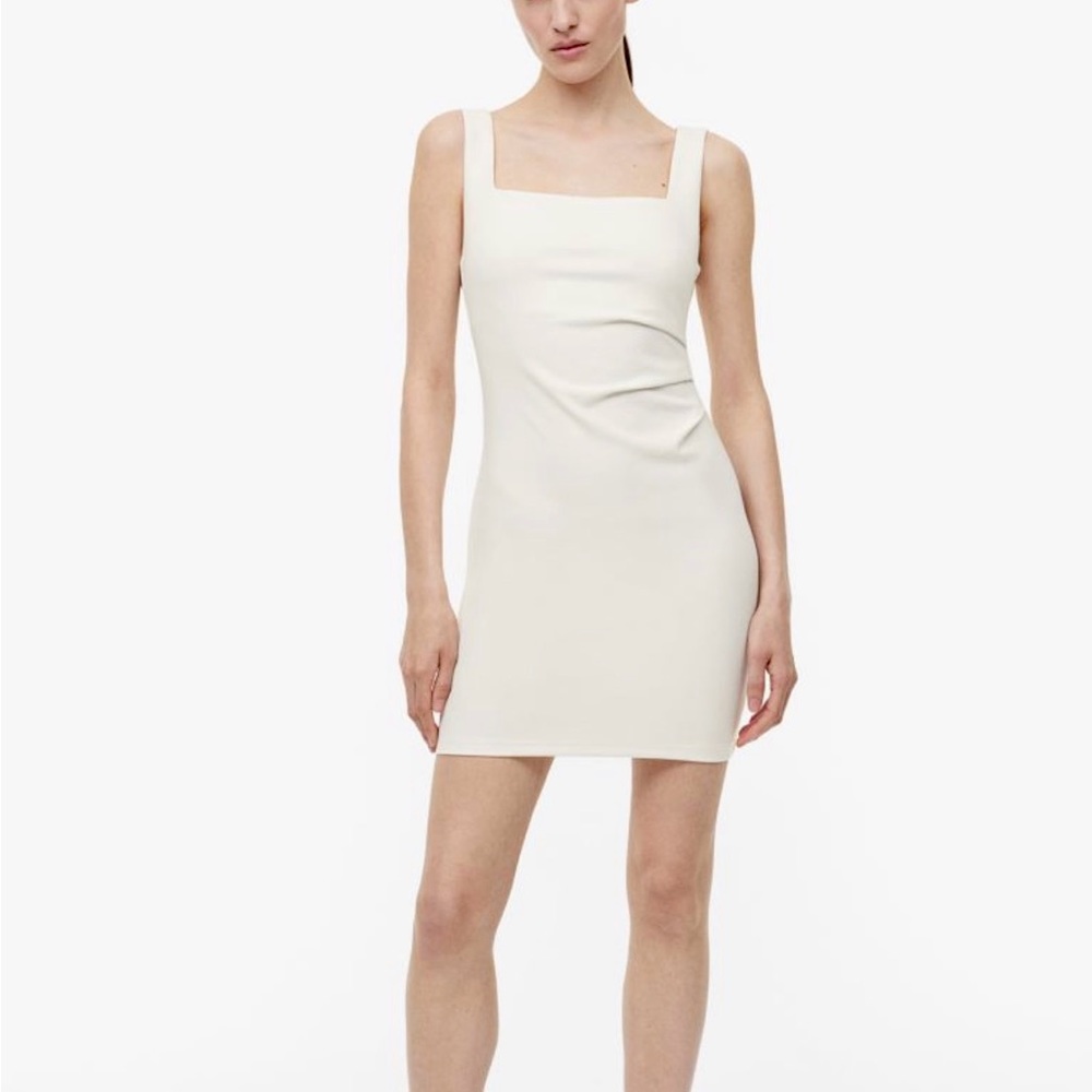 H&M Pleated Dress in Ivory White XL NWT
